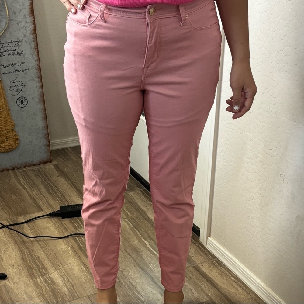 Curve Appeal Minimalist Jegging Women's 10 Pink Stretch Denim Skinny Jeans Pants - Picture 10 of 11
